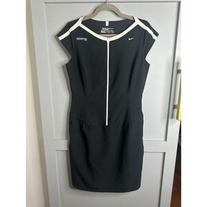 Nike Golf Tour Premium DriFit Black Short Sleeve Zip Golf Dress Womens M Hooptee